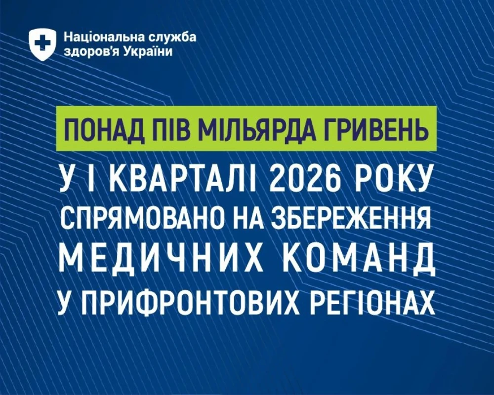 Понад пів мільярда гривень у І кварталі 2026 року спрямовано на збереження медичних команд у прифронтових регіонах